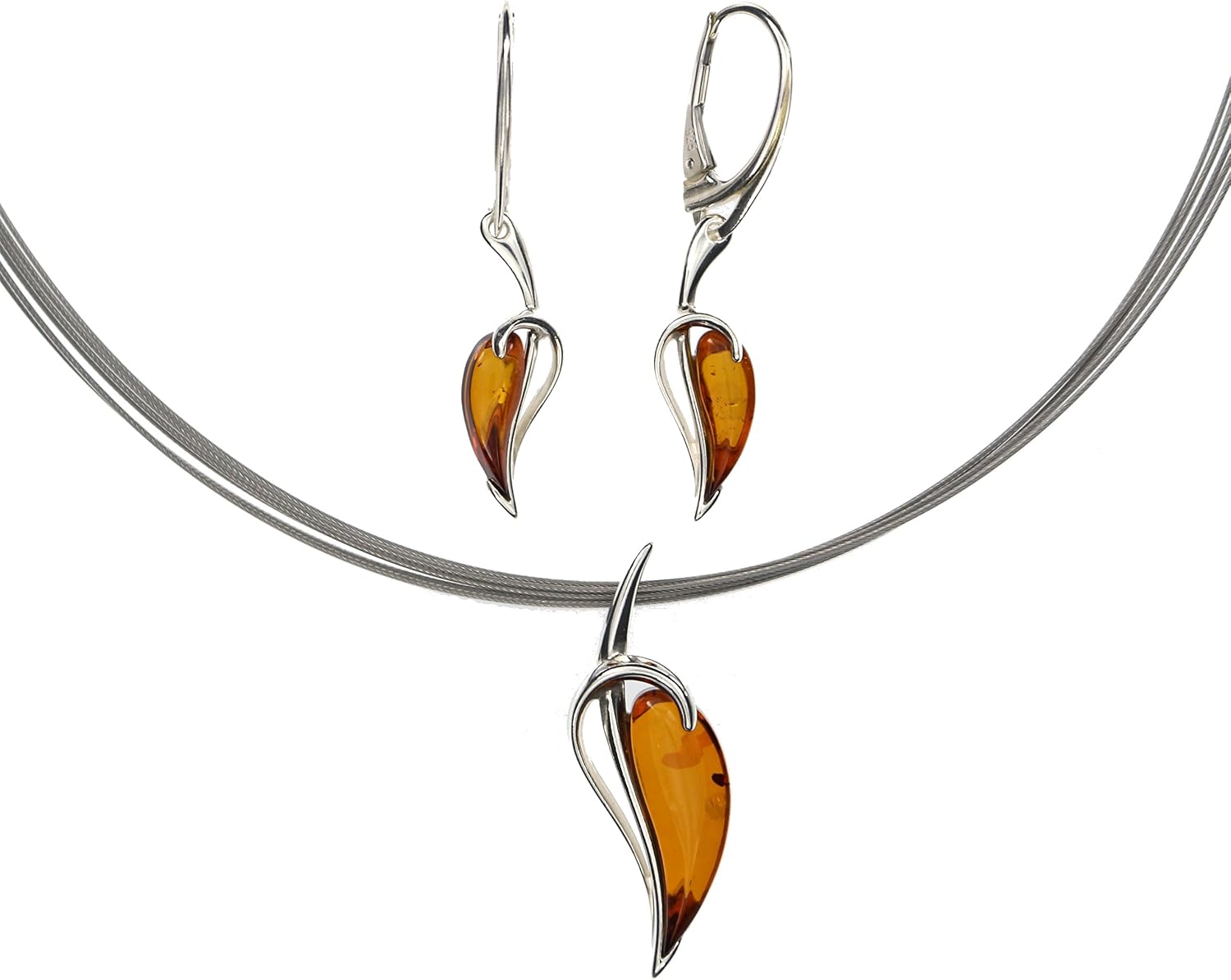 Orecchini Moderni Con Ambra Baltica In Argento 925 Rodiato | Artisana Schmuck | Gioielli Donna Eleganti E Leggeri