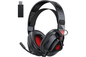 Awinnasey PH3 Wireless Gaming Headset with mic for PS5, PS4, PC, Switch, Mac - 2.4GHz Bluetooth Gaming Headphones Wireless - Low Latency,Lossless Audio Headset for Gaming,Light Red