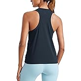 CRZ YOGA Womens Pima Cotton High Neck Workout Tank Racerback Athletic Sleeveless Tops Basic Casual Yoga Shirts