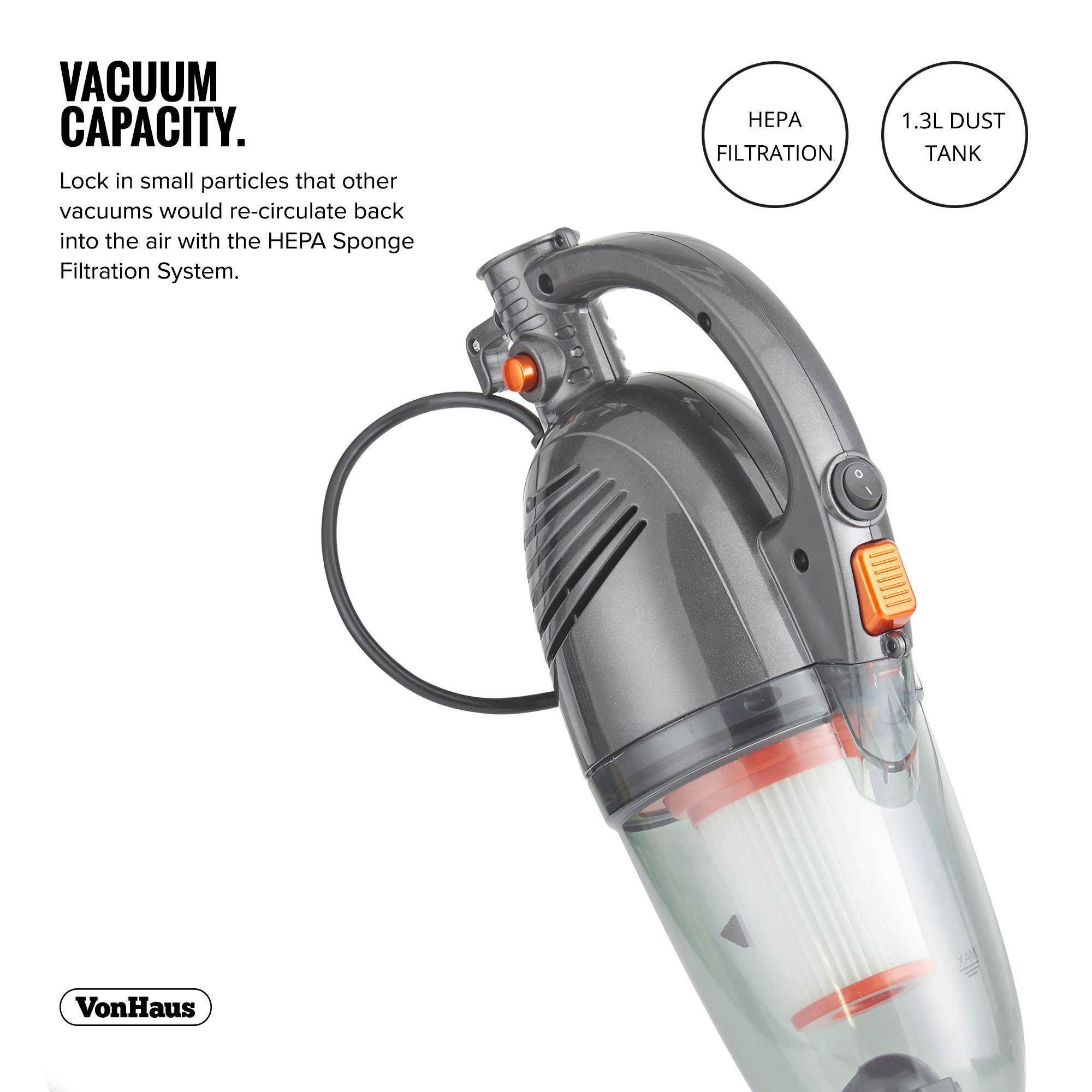 VonHaus Stick Vacuum Cleaner 800W Corded 2 in 1 Upright & Handheld