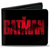 Buckle-Down DC Comics Wallet, Bifold, The Batman Movie Bat Title Weathered Black Red, Vegan Leather