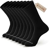 MONFOOT 3-8 Pairs Cushioned Athletic Crew Socks Women Men Moisture-Wicking | Mid-Calf, Stay-Up and Snug Fit, Sports and Daily Wear, Breathable Mesh Venting, Arch Support, Sizes Womens 6-14 Mens 4.5-12.5