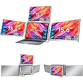 FOPO 15.6" Laptop Screen Extender Monitor Portable, Quad Monitor, Just 1 Cable for 3 Screens, FHD 1080P IPS Laptop Extender Compatible with Wins/Mac for 13.6" - 17.3" Laptops