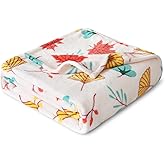 Softan Fleece Blanket - Autumn Leaves Throw Blanket - Fuzzy Lightweight Super Soft Microfiber Flannel Blankets for Couch, Bed, Sofa - Ultra Luxurious Warm and Cozy for All Seasons (90"×90")