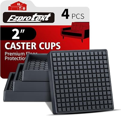 Ezprotekt Furniture Coasters 4 PCS 2x2 Black Non Slip Rubber Pads