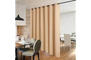 JIUZHEN Beige Privacy Room Divider Blackout Curtain - Thermal Insulated Vertical Curtain, Extra Wide Curtains for Patio Door，