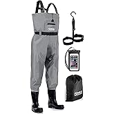 Foxelli Chest Waders – Waterproof 2-ply Nylon/PVC Camo Hunting Fishing Waders for Men and Women with Boots