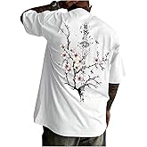 WDIRARA Men's Japanese Letter Graphic T-Shirt Crew Neck Short Sleeve Tee Tops