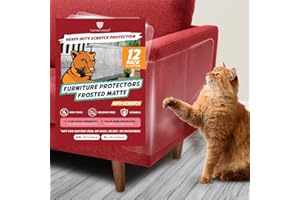 PANTHER ARMOR 12 Pack Cat Scratch Furniture Protector Sheets – Matte Finish Couch & Sofa Guard from Cat Claws – Easy Apply, Removable, with Twist Pins (6 XL + 6 Large)
