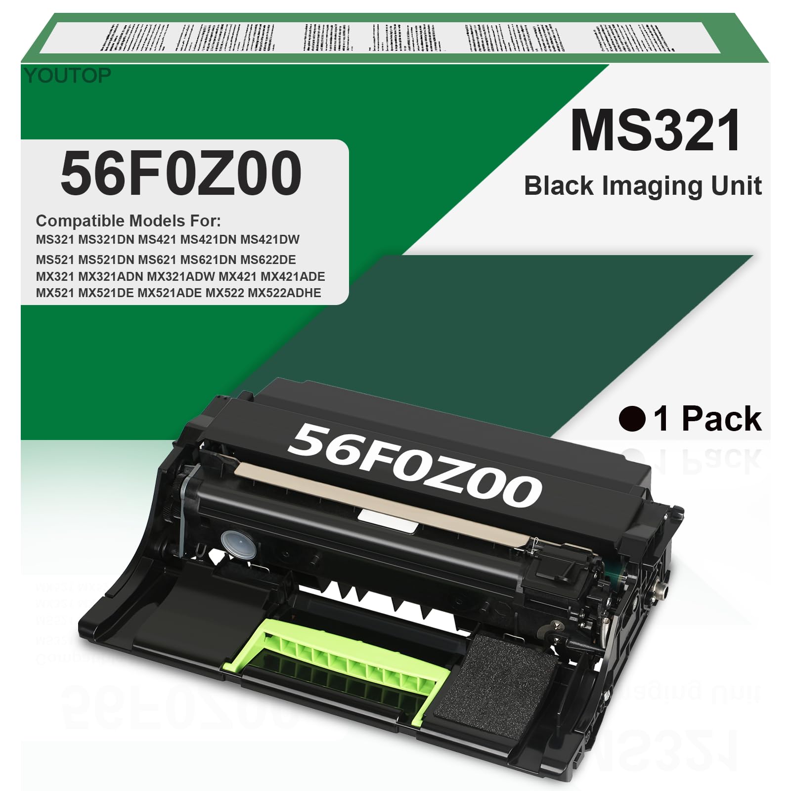 Photo 1 of YOUTOP 56F0Z00 MS321 Imaging Unit Replacement for 56F0Z00 Drum Unit Compatible for MS321 MS421 MS521 MS621 MS622 MX321 MX421 MX522 MX622 MB2328 MB2442 XM1242 XM1246 Printer