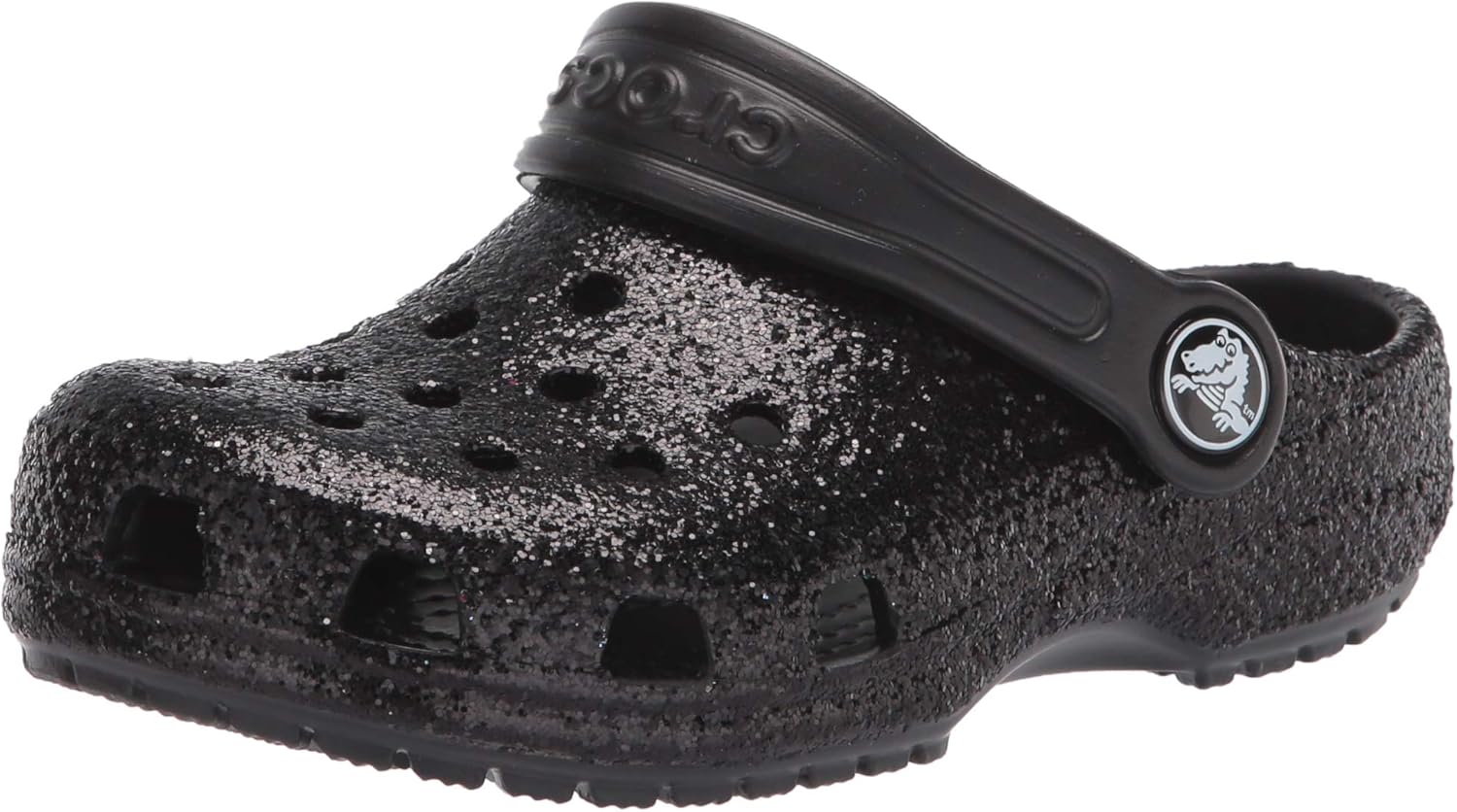 Girls black glitter crocs Clearance