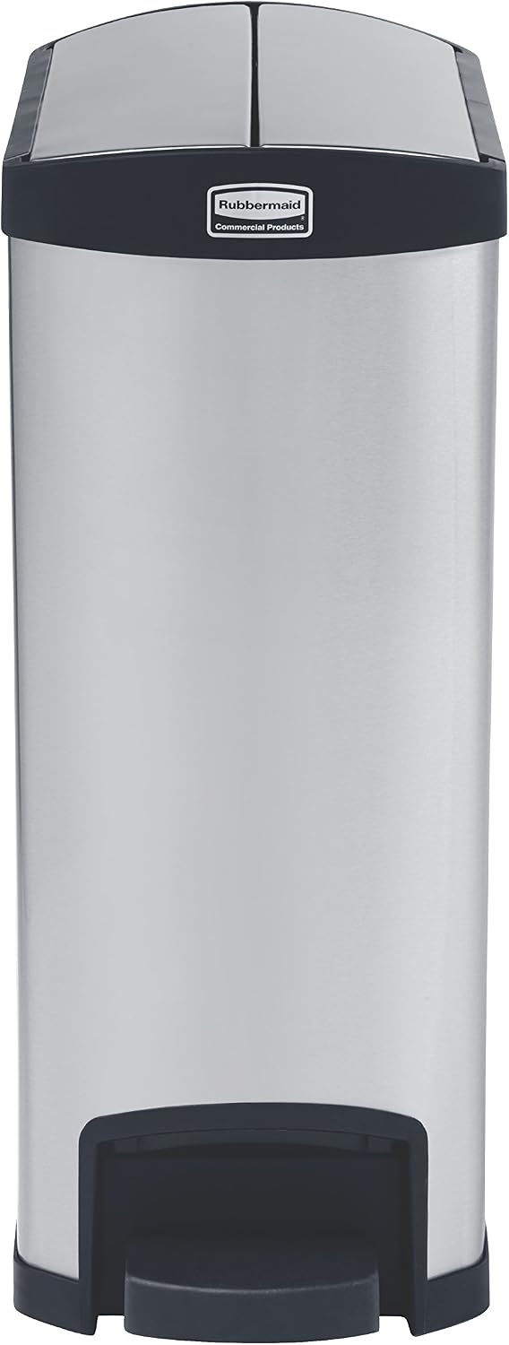 Rubbermaid Commercial Products Slim Jim Step-on Metal End Step Waste Receptacle Bin 50 Litre Black 1901993 - Image 3