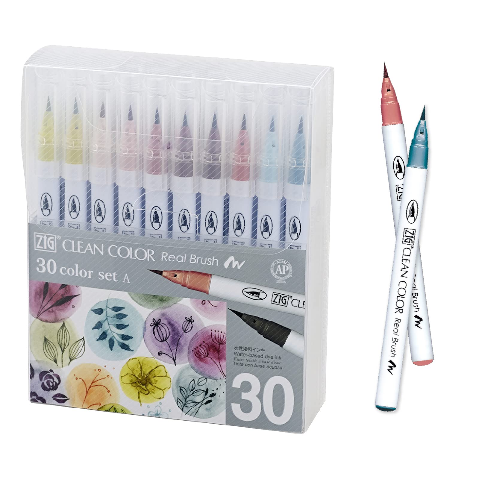 Kuretake ZIG CLEAN COLOR Real Brush Muted colours 30 colour set (Dusty Tones 30 colours set)
