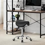 KKTONER Black Rolling Saddle Stool Adjustable Swivel Chair with Wheels view 2