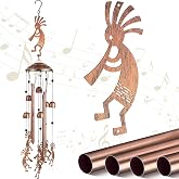 VioraWhite Kokopelli Wind Chimes Outdoor Metal Memorial for Patio Yard | Kokopelli Copper Tubes, Soothing Sound, Birthday Memorial Gifts for Women Men Mom Wife, Outdoor Patio Garden Porch Decor