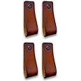 Brute Strength - Leather Drawer Pulls - Cognac - 4 pcs - 6-1/2 x 1 ’’ - Leather Handle - Leather Dresser Pulls - Cabinet knobs Dresser knobs - Dresser Handles