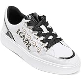 Karl Lagerfeld Womens Stazie Lace-up Sneaker with Pearl Embellishments
