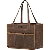 Heavy Duty 16 oz Waxed Canvas Tool Bag, Water Resistant Utility Tools Organizer Bag with Handle | 12.5" x 6.5" x 9.5"