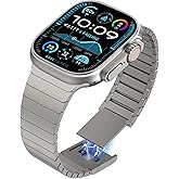 WINGLE Compatible for Apple Watch Band Ultra 3/2/1 Band Ultra 49mm Series 11 10 46mm 45mm 44mm 42mm SE 3/2/1 Series 9 8 7 6 5 4 3 2 1 Men, Magnetic Classy Casual Business iWatch Metal Bands, Titanium