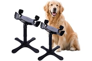 TOLOPU Elevated Dog Bowl (Not Bowl Included), 3 Adjustable Stand Heights and Width, Non-Slip Foot Mats, Tilting Raised Dog Bowls for Small, Medium and Large Dogs Breed (2 Pack), Black