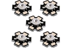 LEDGUHON 5Pcs 850nm IR 3W High Power LED Chip Infrared Emitting Illuminator with Aluminum Plate 20mm Star PCB Base Heat Sink 