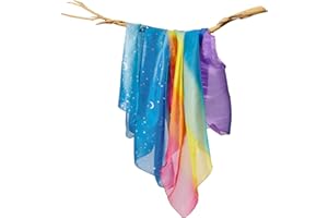 kizihaus Set of 2 Play Scarves, 21" Square Organdy Scarf for Dance, Movement and Pretend Play - Rainbow and Space