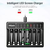 HiQuick 8 Slot Battery Charger with 4 AA 4 AAA Ni-MH + Type C 5V 2A Fast Charge view 5