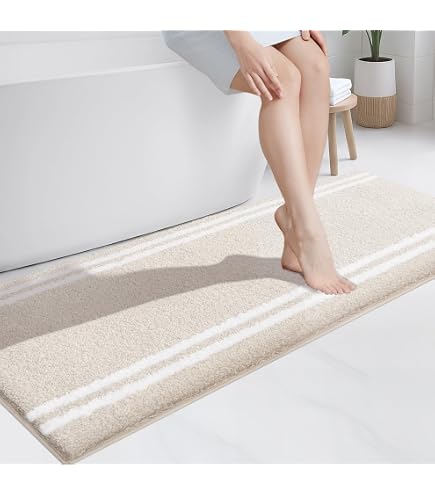 DEXDE Bathroom Runner Rug 60x24 Inches – Non-Slip, Absorbent Microfiber, Machine Washable, White