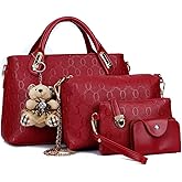 FiveloveTwo Women 4 Pcs Top Handle Satchel Hobo Handbag Set Large Tote +Purse +Shoulder Bag+Card Holder | 4 Pcs, Top Handle, Purse, Card Holder
