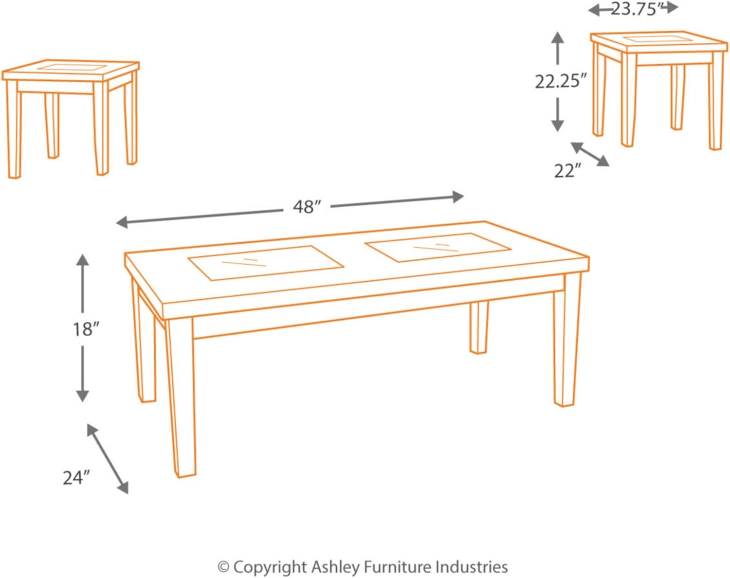 Signature Design by Ashley - Denja Occasional Table Set - Includes Cocktail Table & 2 End Tables, Dark Brown: Furniture & Decor