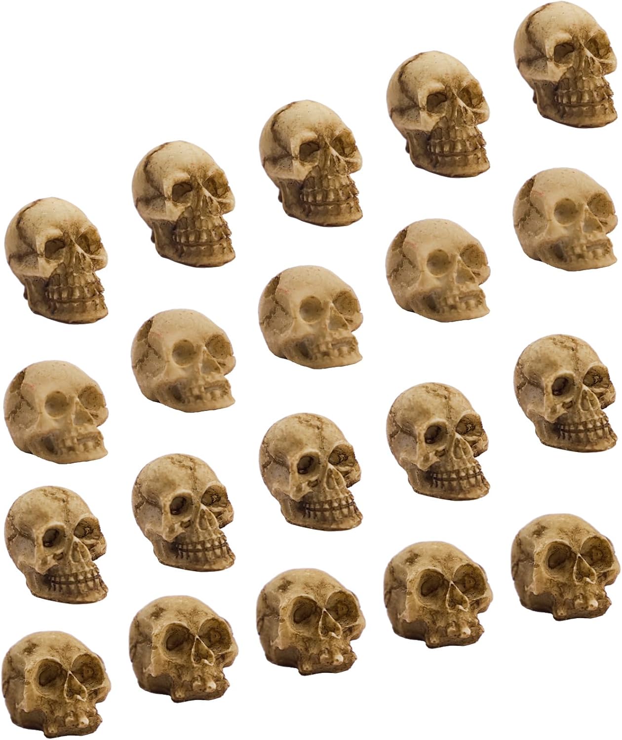 Vase Fillers - Morofme Mini Skull Figurines Halloween Skeleton Head Miniature Skulls Plastics Micro Landscape Figure Little Plastic Skulls Cake Topper Decoration for Scary Halloween Party Bar Table Vase Filler 20pcs