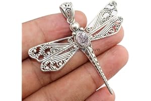 925 Sterling Silver Dragonfly Pendant for Women & Girl Christmas Gift, 7x5MM Oval Cabochon Black Rutiliated Quartz Memorial P