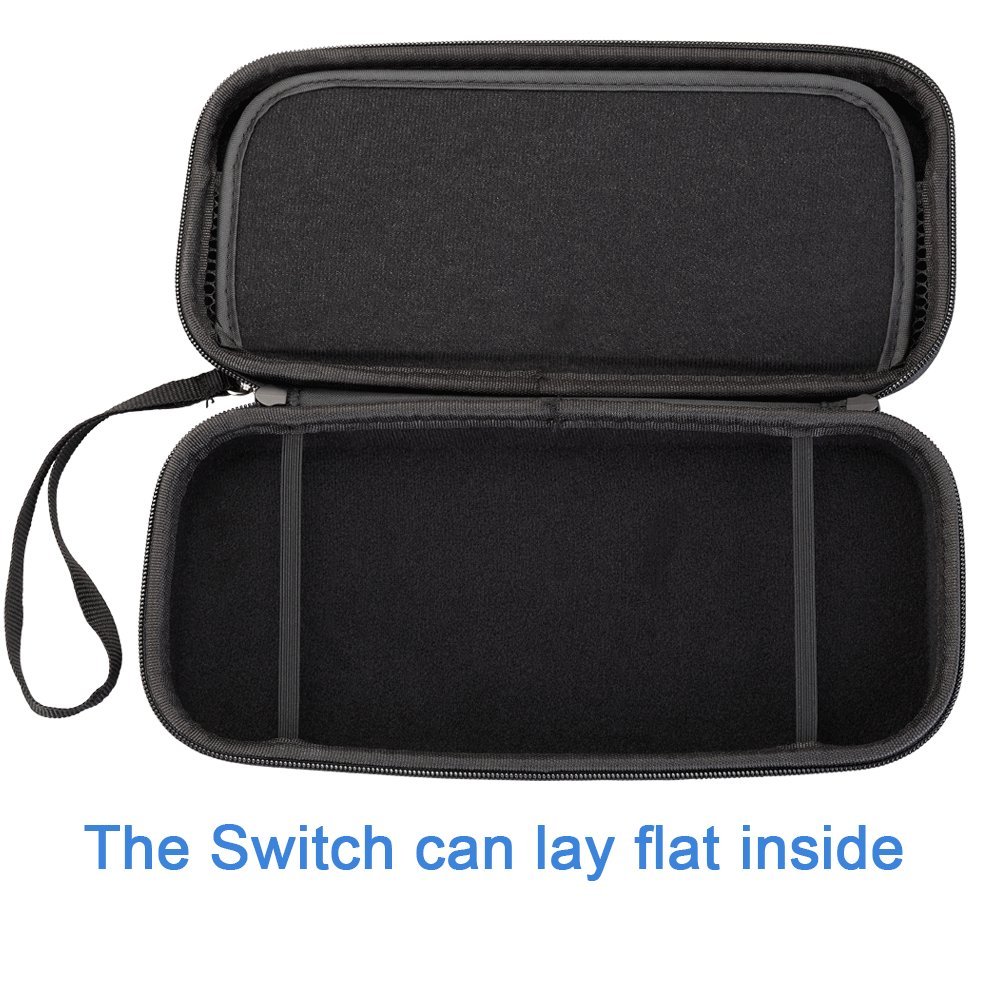 Vorida Case Compatible for Nintendo Switch, Carrying Travel Case Protective 14 Game Storage Slots & 9H Tempered Glass Screen Protector & Joy Con Grips Caps with Carrying Strap, Black