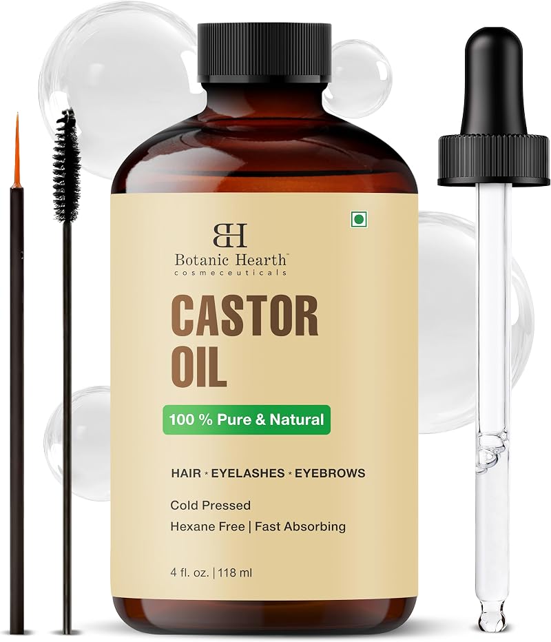 Botanic Hearth Castor Oil 4 Fl Oz Cold Pressed Hexane Free 100% Natural