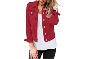 Vetinee Womens Stretch Button Down Long Sleeve Pockets Denim Jean Trucker Jacket