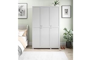 REALROOMS Basin Framed 3 Door Wardrobe, Dove Gray