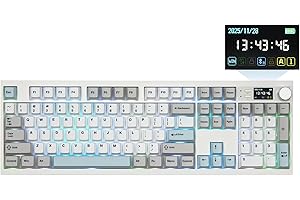 EPOMAKER QK108 Full Size Mechanical Keyboard with Screen&Knob, 8000mAh, QMK/VIA, Creamy&Thocky, Gasket, RGB, Hot Swap, Mac Ke