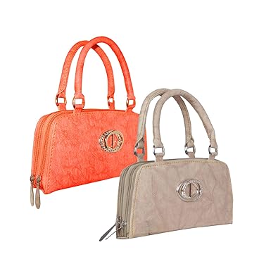 Element Cart PU Leather Womens and Girls Wallet Clutch Combo Offer Pack of 2 (Beige, Orange Colour)
