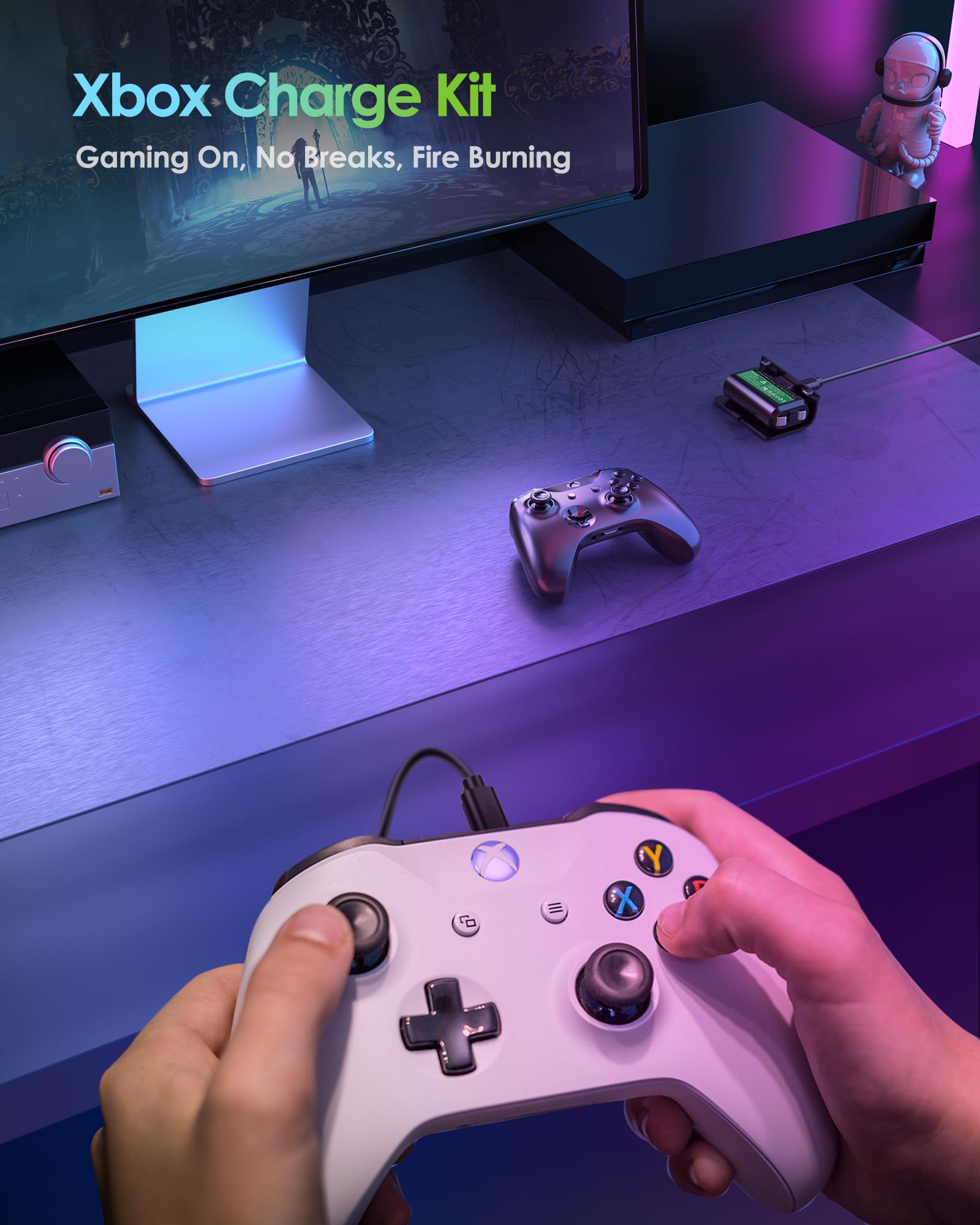 Rechargeable Xbox Controller Battery Pack, Play & Charge Kit for Xbox One/Xbox Series X|S - 40H Playtime, 2.5H Full Charge, with Cover & Charging Cable, Xbox Accessories for Xbox One S/One X/One Elite