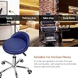 KKTONER PU Leather Round Rolling Stool with Back Rest Blue 360 Swivel 46-62cm view 6