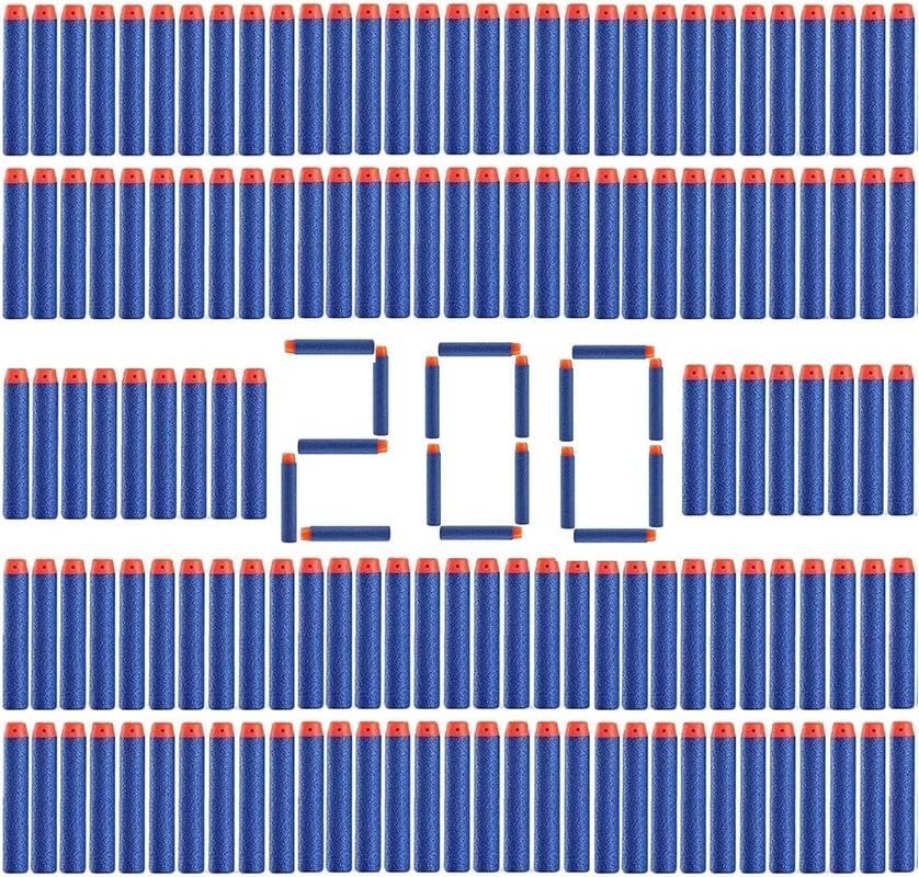 200 Nerf Refill Bullets Darts - 7.2cm Ammo Pack for Nerf N-strike Elite Series Toy Gun - replacement foam darts for Target Practice