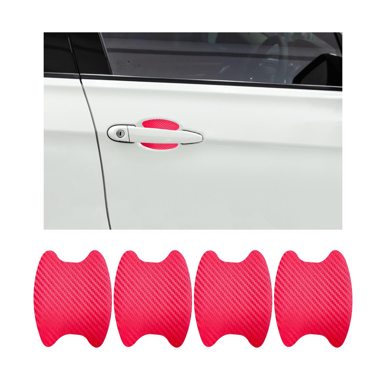 Photo 1 of Ziciner 4 PCS Car Door Handle Sticker, Carbon Fiber Texture Auto Door Handle Protective Films, Anti-Scratches Door Side Handle Paint Guard, Universal Vehicle Accessories for Most Cars