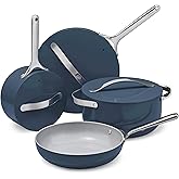 Caraway Non-stick Ceramic Cookware Set (12 Piece) Pots, Pans, Lids and Kitchen Storage - PFAS & PFOA Free - Oven Safe Pan Set & Compatible with All Stovetops - Navy