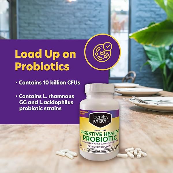 BERKLEY JENSEN DAILY CARE DIGESTIVE HEALTH PROBIOTICS FOR WOMEN & MEN – ADVANCED FORMULA WITH LACTOBACILLUS RHAMNOSUS GG & LACTOBACILLUS ACIDOPHILUS – FOR IMMUNE SUPPORT & GUT HEALTH – 80 CAPSULES