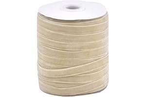 PH PANDAHALL Pandahall 50 Yards Velvet Ribbon 3/8Inch Wide Single Face Velvet Ribbon Roll with Spool for Gift Wrapping Decoration Party Wedding Arts Crafts (Dark Khaki)