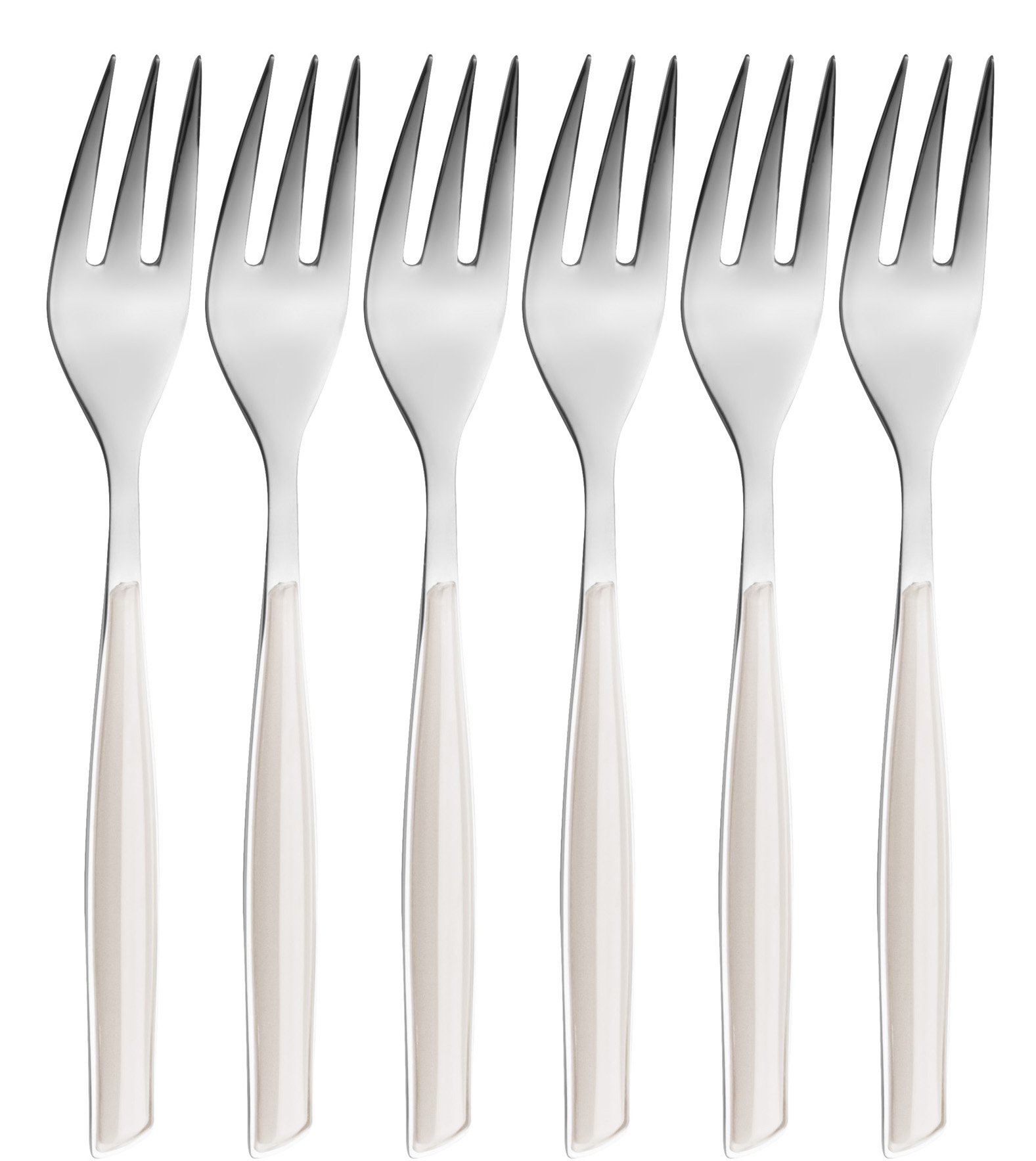 BUGATTI, Glamour, Set of 6 Dessert Forks in 18/10 Stainless Steel and Ivory Color Handle, Packed in Gift Box, Dishwasher Safe โ image 1