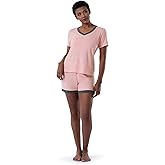 Fruit of the Loom Women's Short Sleeve Tee and Short 2 Piece Sleep Set