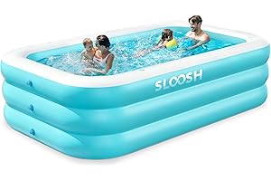 Sloosh Inflatable Swimming Pool with Seats, 120" x 72" x 22" Full-Sized Blow Up Durable Thickened Above Ground Family Pool fo