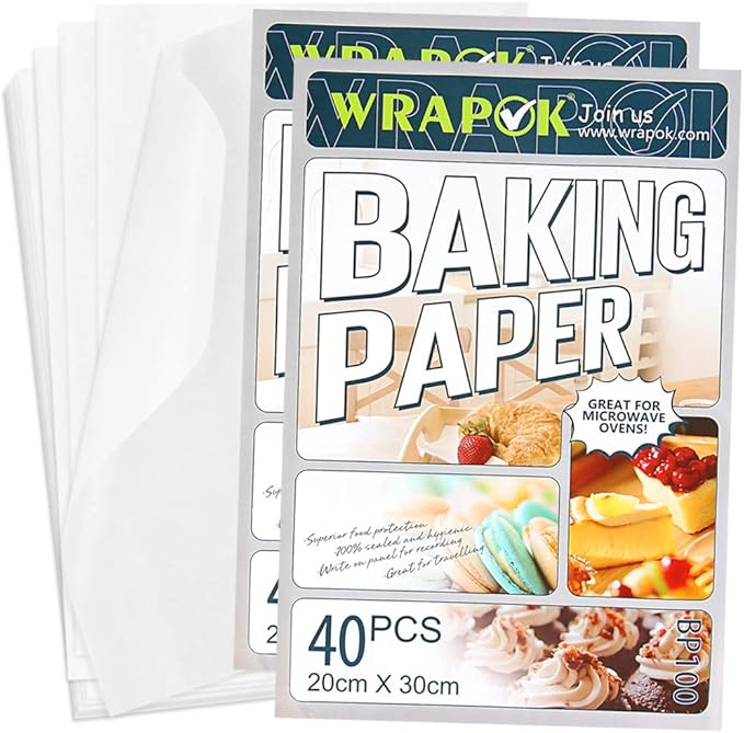 WRAPOK 80 Count Greaseproof Baking Parchment Paper Sheets Cooking Cake