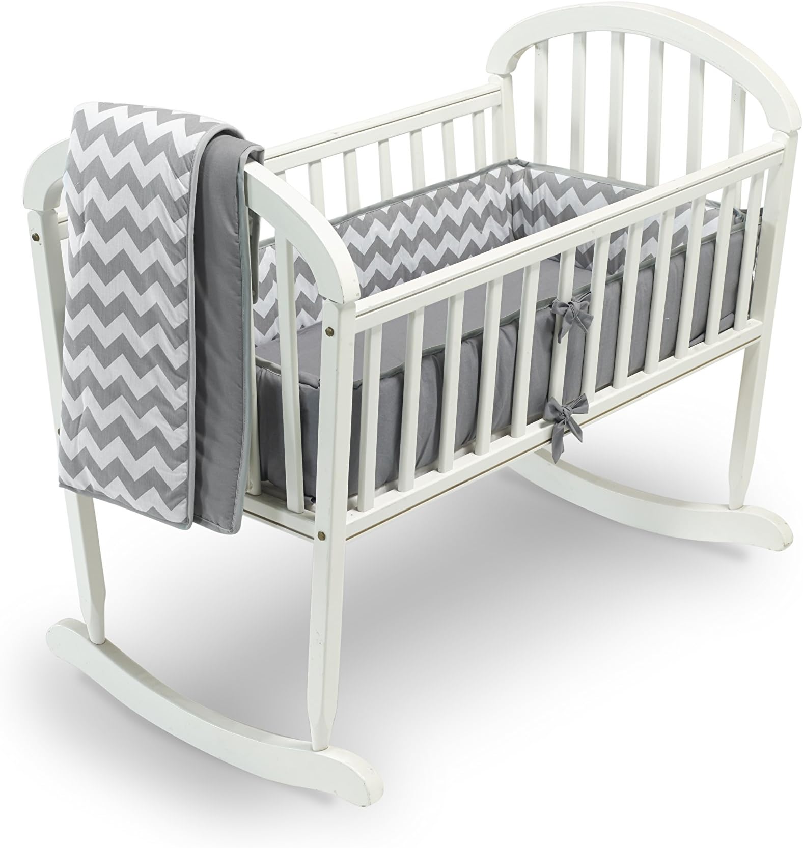 Baby Doll Bedding Chevron Cradle Bedding Set, Grey